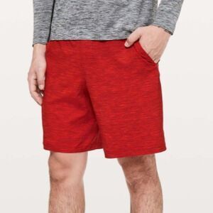 Lululemon pace breaker mens shorts‎ Heather Allover Solar Orange Magma red